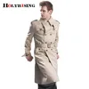 Herrgravrockar Trenchrock Män klassisk dubbelbröst Mens Long Coat Herrkläder Långa jackor Rockar British Style Overcoat S-6XL STORLEK 230812