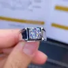 Clusterringen 925 Sterling Silver Ring Classic Style Diamond Jewelry Mosan 2ct 8 8mm trouwfeestcadeau voor man