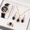 Wristwatches Women's Watch Luxury Fine Ladies WristWatch Present Set Necklace Female's Ring Earring Gift Earrings