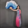 Stage Wear Belly Dance Silk Veils Women Show Props Chinese Traditional Fan Pair Handmade Real Customized Color Blue White