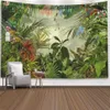 Tapestries Green Forest Tree Wall Hanging Tapestries Natural Stream Flower Bedroom Wall Decor Camping Blanket R230812