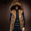 メンズベストファッション冬の男性男性毛皮のベストフーディーフード付き厚い毛皮の暖かいチョッキアウターウェアジャケットプラスサイズS-3XL 230812