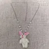 Choker kawaii zachte pluche hanger ketting ketting schattig mode dier roze kralen ketting y2k fee