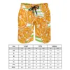 Men's Shorts Gym Oranges Print Beach Trunks Watercolor Stripes Men Comfortable Sports Fitness Trendy Plus Size Short Pants