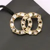 الرياح البسيطة Desinger Jewelry Brooch Women Pearl Crystal Rhinestone Letter