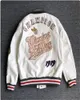 Multi-Letter-Stickerei White Baseball Uniform Männer Explosivstil Baseball Uniform Retro Lederjacke Schwere Industrie Mantel S-2xl