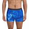 Underbyxor elegant blå marmor underkläder abstrakt konstverk 3d påse boxare shorts skriva ut korta roliga män plus storlek 2xl