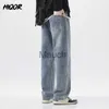 Men's Jeans HIQOR Brand New Bla Jeans Man Casual Wide Leg Pants Oversize Men's Jeans Y2k High Street Straight Streetwear Trousers for Men J230814