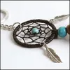 مفاتيح حبلات Mini Dream Catcher keychain إكسسوارات السيارات الإبداعية معلقة يدوياً مصنوعة يدويًا زخرفة الزخرفة الزخرفة G dhbpo