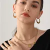 Stud Luxusteel minimalistiska rostfritt stål Hoop Earrings for Women Gold Color Metal Circle Earrings Vintage Girls Party Jewelry Gifts 230814