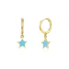 Boucles d'oreilles cerceaux Émail bleu pour femmes fille dysing huile lune étoile Huggie Bringle orecchini cadeau bijoux accessoires