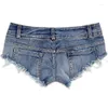 Frauenshorts 2023 Sexy Jeans Denim Beute Clubwear Super Short Feminino Skinny Hole Low Taille