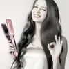 Pink Argan Oil Flat Iron Curling Iron In One, Professional Portable Dual Voltage Ceramic Hair Straightener, Fast Straightening Styling