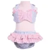Giyim Seti Varış Bebek Kız Mayo Seerucker Strip Toddle Kızlar Çocuk Bikini Mayo Fırıltı Yay Mayo Takım Seti 230814