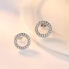 Stud -oorbellen vrouwen uitgehold rond zirkon platina/gouden oorbellen modeontwerper volledige diamant glanzende kristalstudie oorbellen luxe sieraden bruiloft accessoires