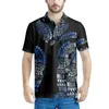 Mäns polos polynesiska tribal hawaiian totem tatuering hawaii tryck sommar män klassisk randig polo mens kortärmad casual skjorta hane slitage