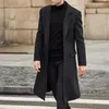 Herrjackor 2023 Spring Autumn British Style Woolen Coat Long Overcoat Solid Color Jacket för export