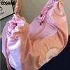 Worki wieczorowe torby krzyżowe o dużej pojemności Trendy haft pączki Kobiety różowe torebki Summer Y2K estetyka kawaii na ramiona torba 230814