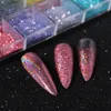 Nagel glitter holografisk pulver set holo silver gnugga damm svartrosa krom laserpigment för DIY manikyr chi3601 230814