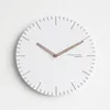 Wall Clocks Creative Minimalist White Wood Modern Nordic Clock Kitchen Large Mute Home Watches C5T065