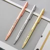 Ballpoint Pens 50pcs/Lot Slim Metal Ballpoint Pens Rose Gold Пользовательские рекламные надписи с гравированным название школьное офис Подарки 230812