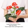 Decorative Flowers 5 Heads Artifcial Plastic Red Anthurium Desktop Bonsai Balcony Potted Green Plants Bouquet Home Garden Office Decoration