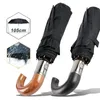 Paraplyer Business 3 Läder Big Paraply Quality Folding Rain Windproof Automatic Parasol Handle 10ribs starka kvinnliga män