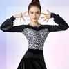 Stage Wear Autumn Winter Latin Dance Top Women's Bubble Sleeve Professional Modern Korean Velvet Fashion