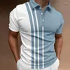 Erkek Polos Yaz Polo Gömlek Moda Kısa Kollu T-Shirts Vintage Renk Blok Baskı Tartdaşma Gündelik Açık Sokak Düğmesi Up Bluz