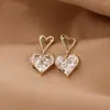 Dangle Earrings Huitan Aesthetic Gold Color Heart For Women Wedding Ear Accessories Fashion Contracted Love Fancy Gifts