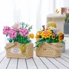 Blocks Mini Sunflower Rose Basket Flowers Bouquet Building Block DIY Flower Basket Home Decoration Girls Gifts Kids Toys R230814