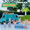 Tools Workshop Beach Bus 1/12 Forest Family Bunny Ice Cream Sales Vehicle Dollhouse Miniature Furniture For Girls Play House Toy Birthday Gifts 230812