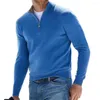 Maglioni maschili in stile semplice top elegante autunno inverno slim fit collare con cerniera morbida con cerniera elevato guardaroba con colore massiccio