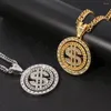 Kolye Kolyeler Hip Hop Rotatable Dolar Kolye Punk Bling Rhinestone Takı Erkekler için Erkek Doğum Günü Partisi Hediye Aksesuarları Rapçi