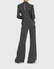 Black Striped Women Pants Suits Loose Fit Formal Long Sleeve Blazer Sets 2 Pieces Custom Made For Wedding Wear