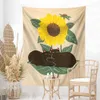 Tapestries Sunflower Black Cat Tapestry Wall Hanging Flower Room Decor Cute Children Room Wall Art Aesthetic Room Decor R230812