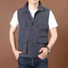 Men's Vests Coat Summer For Men Embroidered Vest Zip Tactical Military Multi-pocket Mens Clothing Sleeveless Jacket Mesh Work MAN Suit