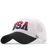 Boll Caps Simple Brand USA Flag Baseball Cap för män Kvinnor Mesh Snapback Hat unisex America Brodery Hip Hop Gorras Casquette