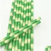 Drinking Straws Biodegradable Bamboo Paper St Sts Eco-Friendly 25Pcs Per Lot Party Use Disaposable Dh86 Drop Delivery Home Garden Ki Dhv84