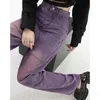 Damesjeans Vrouwen Purple High Street American Fashion Streetwear Style Wide Leg Jean Vrouwelijke Baggy Trouser Straight Denim Pants