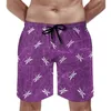 Mäns shorts lavendel med slända brädan djurtryck strand daglig stor storlek badstammar man