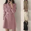 Women's Trench Coats Tailored Collar Solid Color Relaxed And Casual Long Sleeved Mid Pack Able Rain Jacket
