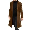 Herrjackor 2023 Spring Autumn British Style Woolen Coat Long Overcoat Solid Color Jacket för export