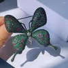 Broches vintage zware industrie groene vlinder luxe ontwerp high-end insect pin sieraden avondjurk broche cadeaus voor vrienden