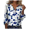 Abbigliamento etnico Tops estivi da donna 2023 camicette per maniche a 3/4 camicette floreali di camicie floreali 3/4