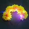 Party Decoration 1pcs LED blinkande Light Up Women Girl Simulation Flower Holiday Bride Bodband Birthday Headwear Wedding Halloween