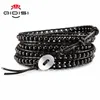 Charm Bracelets Men Women Leather Bracelet Unique Mixed Natural Stones 5 Strands Wrap Handmade Boho Bangles Dropship 230814