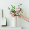 Vasen Keramik Vase Weiß einfaches kreatives nordisches Design handgefertigtes Kunstdekoration Wohnzimmer Model Küche Home