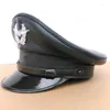 Boinas de couro Oficial da Alemanha Visor Cap Hat Hat Cortical Hats Militares Cosplay Halloween