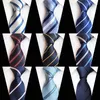 Bow Ties Resmi Business Vestidos Düğün Klasik Erkekler Tie Blue Stripe Grid 8cm Corbatas Elbise Moda Aksesuarları Erkek İpek Kravat